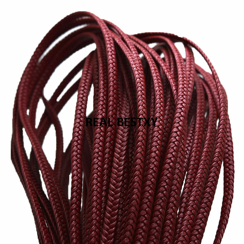 5m/lot 5*2mm Dark Red Flat Braided Bolo Leather Cord Jewelry Making