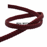 5m/lot 5*2mm Dark Red Flat Braided Bolo Leather Cord Jewelry Making