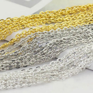 5m 2x3mm 3x4mm Necklace Chains Rhodium/Silver/Gold/Bronze Flat Open Link Chain