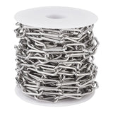 304 Stainless Steel Paperclip Link Chains 5m/Roll DIY Jewelry Making 17x7x1.6mm