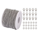 5m Stainless Steel Chain Bracelets Necklaces DIY Kit with Clasps