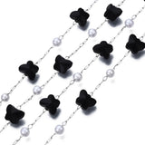Glass Pearl Beaded Chains Stainless Steel Chains for DIY Jewelry Making