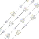 Glass Pearl Beaded Chains Stainless Steel Chains for DIY Jewelry Making