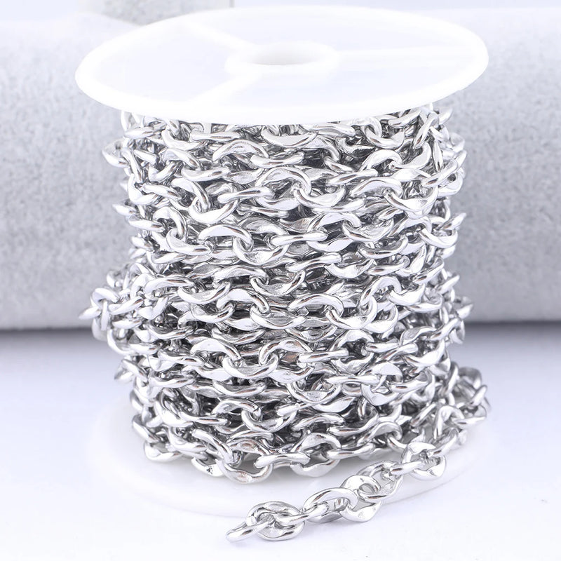Stainless Steel Link Chains 5m/Roll for DIY Jewelry Making