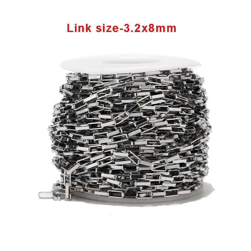 5m Stainless Steel Open Hollow Venetian Box Chain 3.2x8mm