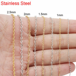 5m Stainless Steel Link Chains Bulk Lot for Diy Bracelet Supplies