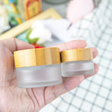 Frosted Bamboo Wood Cap Cream Bottle 6Pcs Set