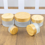 Frosted Bamboo Wood Cap Cream Bottle 6Pcs Set