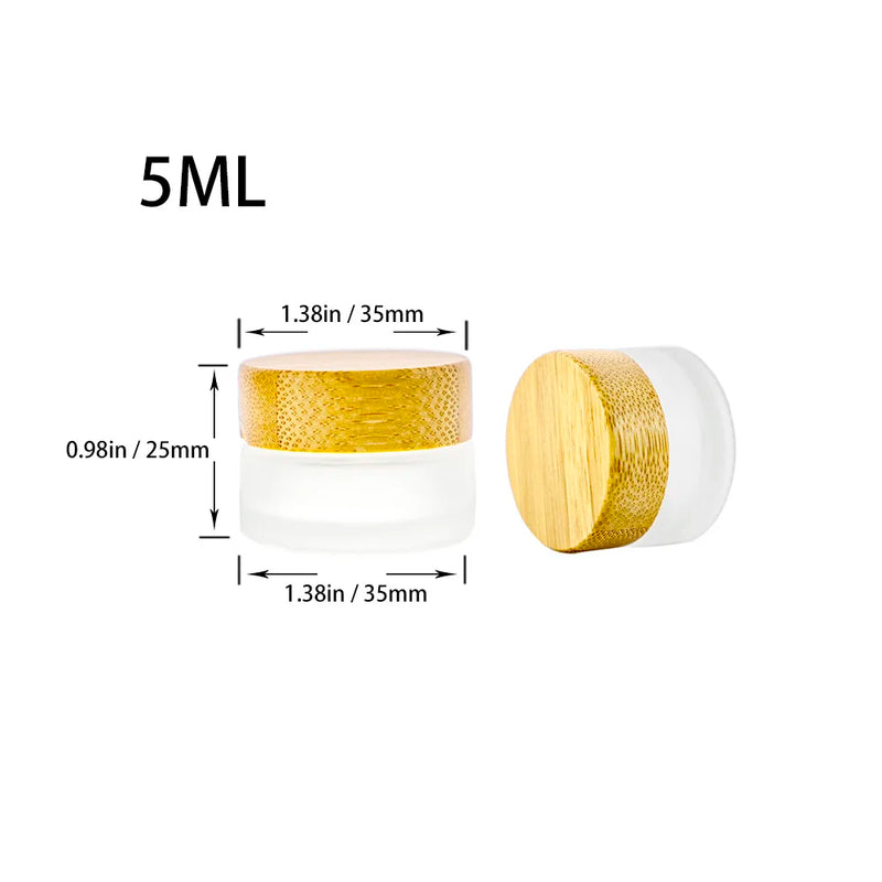Frosted Bamboo Wood Cap Cream Bottle 6Pcs Set