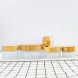 Frosted Bamboo Wood Cap Cream Bottle 6Pcs Set