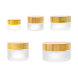 Frosted Bamboo Wood Cap Cream Bottle 6Pcs Set