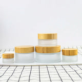 Frosted Bamboo Wood Cap Cream Bottle 6Pcs Set