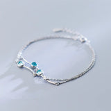 925 Sterling Silver Dolphin & Round Aurora Chain Bracelet