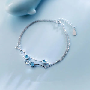 925 Sterling Silver Dolphin & Round Aurora Chain Bracelet