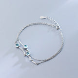 925 Sterling Silver Dolphin & Round Aurora Chain Bracelet