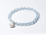 925 Silver Shell Pearl & Aquamarine Anklet Bracelet