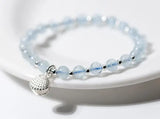 925 Silver Shell Pearl & Aquamarine Anklet Bracelet