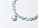 925 Silver Shell Pearl & Aquamarine Anklet Bracelet