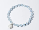 925 Silver Shell Pearl & Aquamarine Anklet Bracelet