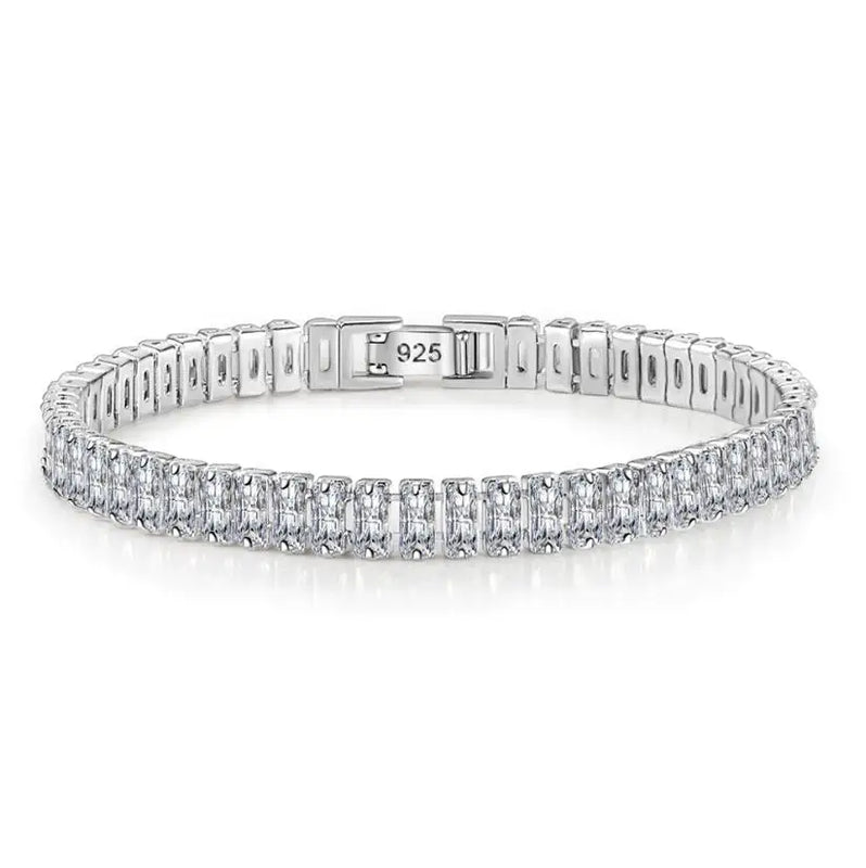 5mm-3mm Moissanite Diamond Tennis Bracelet 925 Sterling Silver Bangle