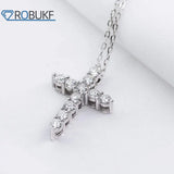 5mm 5.5ct D Moissanite Cross Pendant Necklace 925 Silver 18k Plated
