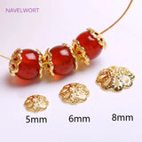 18K Plating Brass Flower Bead Caps 5mm 6mm 8mm, DIY Jewelry Making Accessories