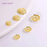 18K Plating Brass Flower Bead Caps 5mm 6mm 8mm, DIY Jewelry Making Accessories
