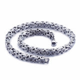 Stainless Steel Byzantine Chain Necklace Bracelet Men's Jewelry