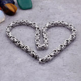 Stainless Steel Byzantine Chain Necklace Bracelet Men's Jewelry