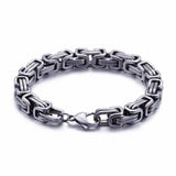 Stainless Steel Byzantine Chain Necklace Bracelet Men's Jewelry