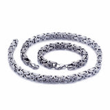 Stainless Steel Byzantine Chain Necklace Bracelet Men's Jewelry
