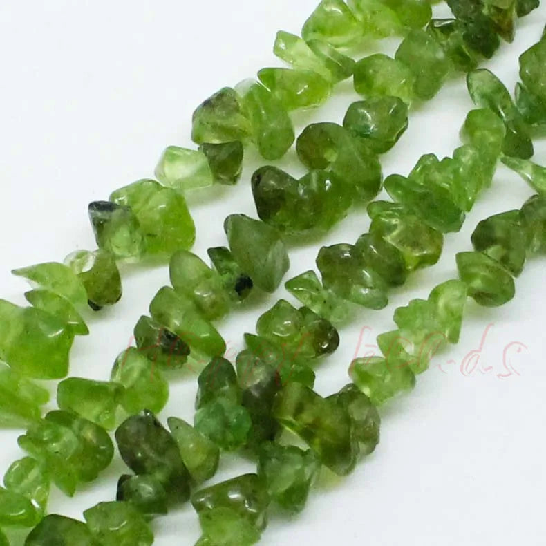 Natural Peridot Freeform Gravel DIY Gems Loose Beads Strand