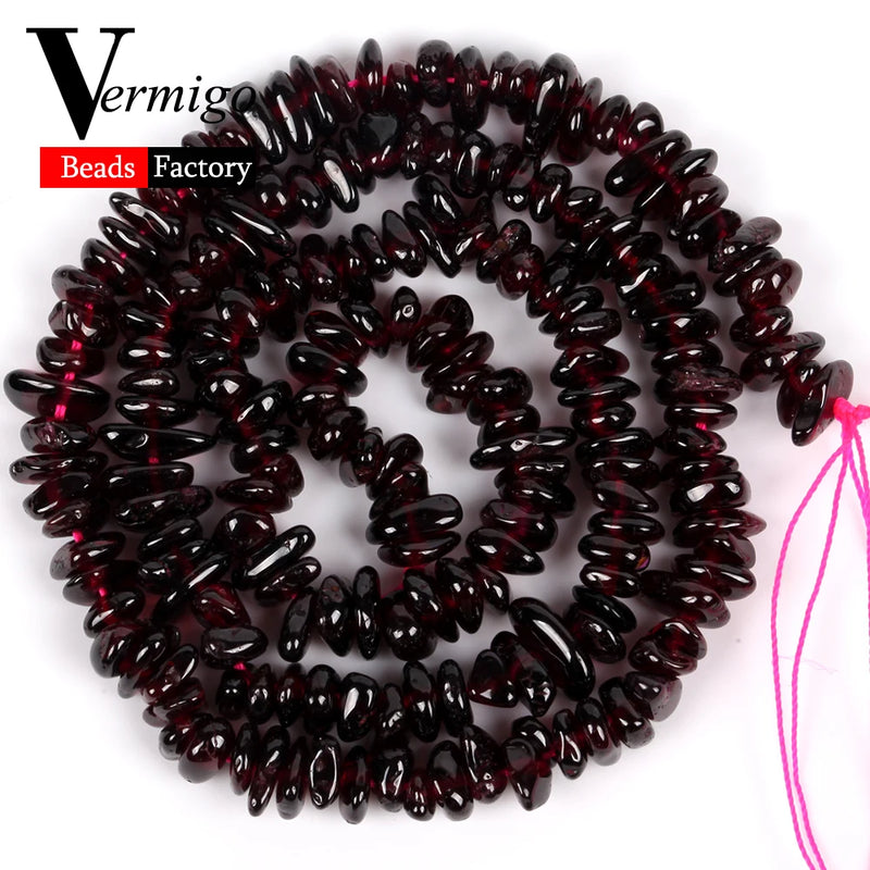 Natural Stone Garnet Chips Beads For Jewelry Making 15inches