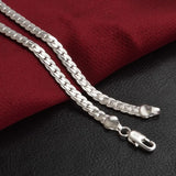 925 Silver Plated Unisex Flat Snake Link Chain Necklace Lobster Clasp