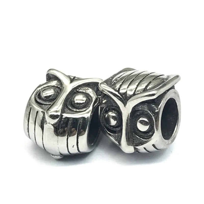 5mm Stainless Steel Bird Beads Owl Spacer Charms for DIY Jewelry
