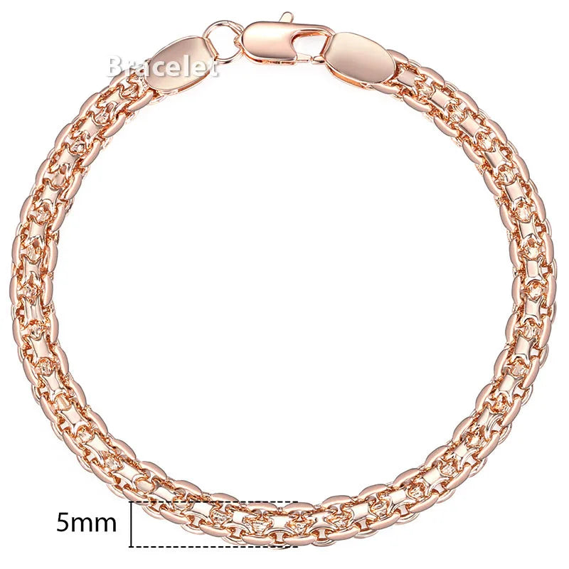 Rose Bismark Link Chain Copper Bracelet 585 5mm GB422