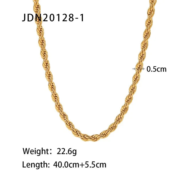 5mm Chunky Twisted Chain Necklace Hip Pop Jewelry