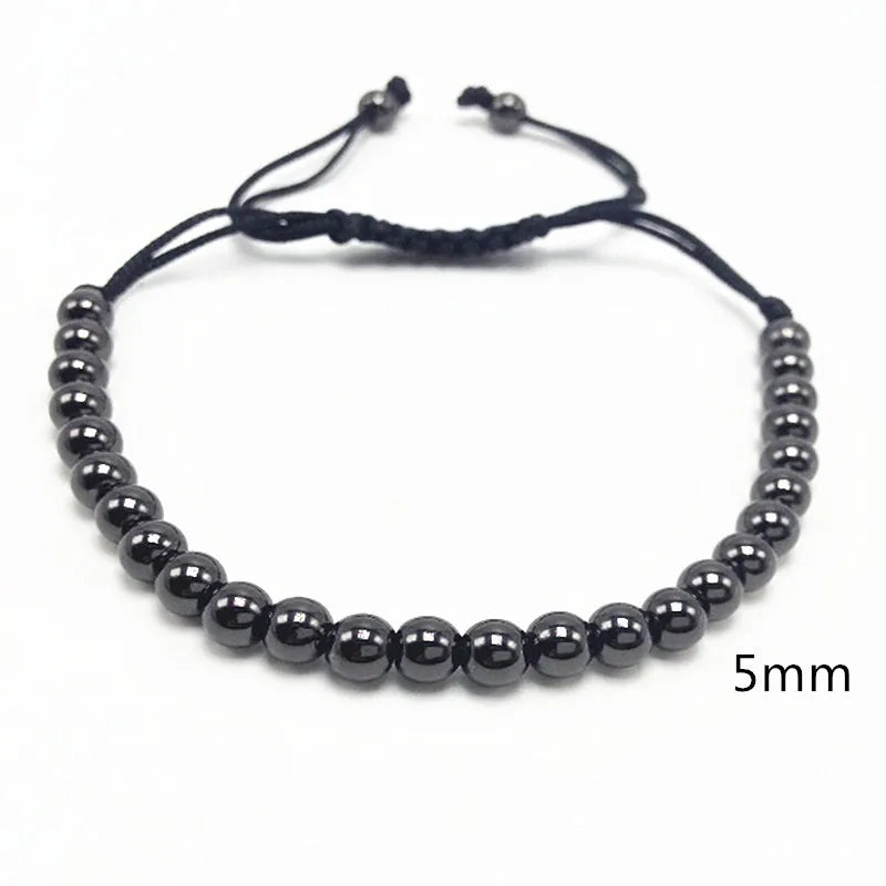 5mm Copper Bead Braided Bracelet Men's Adjustable