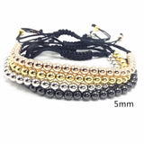 5mm Copper Bead Braided Bracelet Men's Adjustable