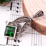 5mm Cube Square Agates Shell CZ Crystal Marcasite Tibetan Silvers Pendant