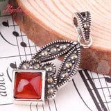 5mm Cube Square Agates Shell CZ Crystal Marcasite Tibetan Silvers Pendant