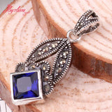 5mm Cube Square Agates Shell CZ Crystal Marcasite Tibetan Silvers Pendant