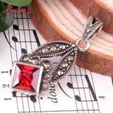 5mm Cube Square Agates Shell CZ Crystal Marcasite Tibetan Silvers Pendant