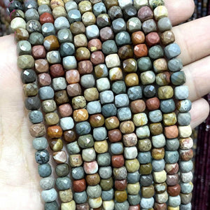 5mm Faceted Ocean Stone Cube Spacer Beads for Jewelry Making DIY