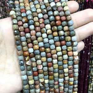 5mm Faceted Ocean Stone Cube Spacer Beads for Jewelry Making DIY