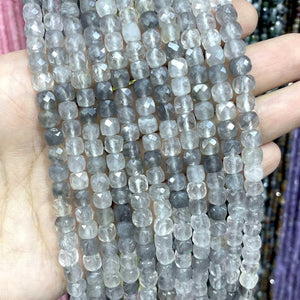 5mm Faceted Grey Cloud Quartz Cube Spacer Beads for Jewelry Making