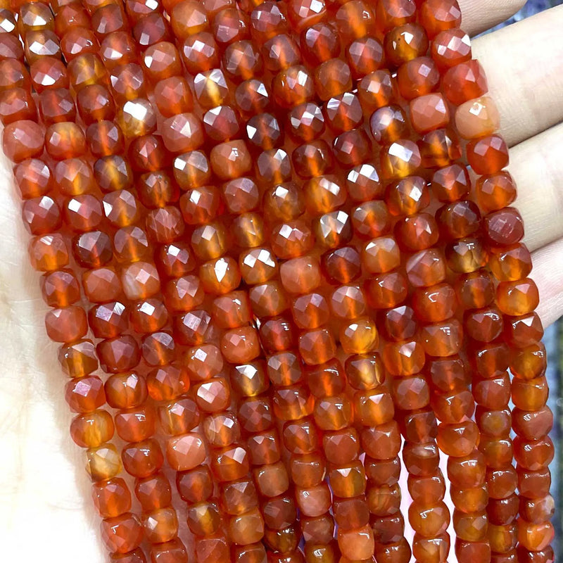 5mm Natural Red Agates Cube Gemstone Beads for Jewelry Making