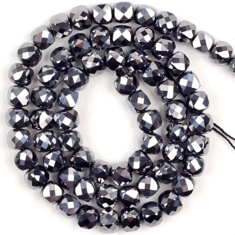 5mm Faceted Terahertz Square Beads Natural Stone Beads for Jewelry Making