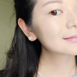 5mm Freshwater Pearl 925 Silver Flower Stud Earrings Daily OL Jewelry