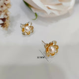 5mm Freshwater Pearl 925 Silver Flower Stud Earrings Daily OL Jewelry